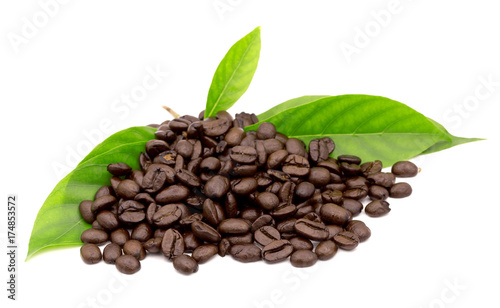 coffee grains and leaves