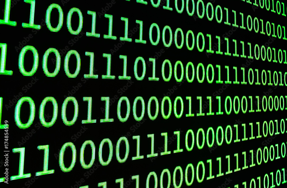 The digital binary data on computer screen background. The digital binary data on computer screen background.