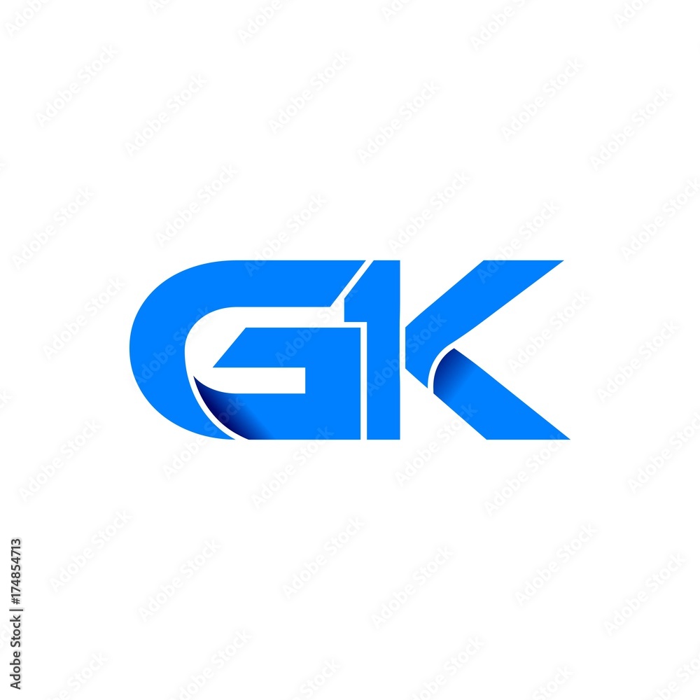gk logo initial logo vector modern blue fold style gk logo initial logo vector modern blue fold style