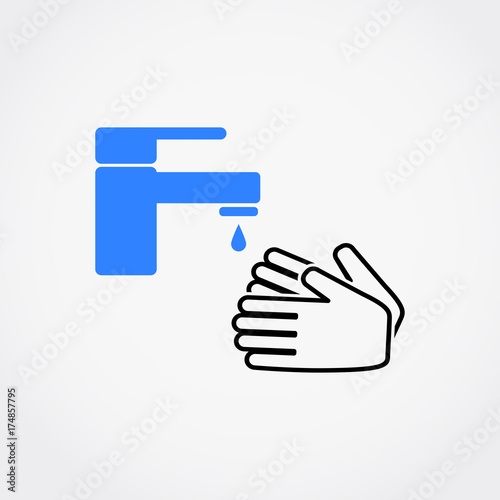 Wash hand icon. flat design. Vector illustration.