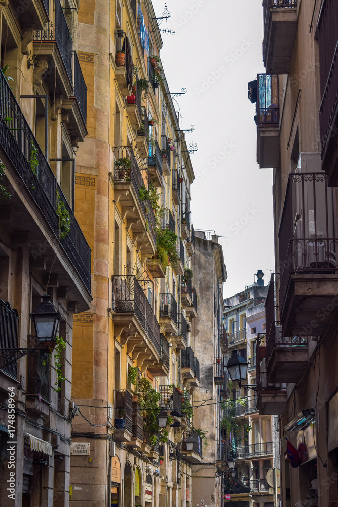 Small alley in Barcelona, Spain