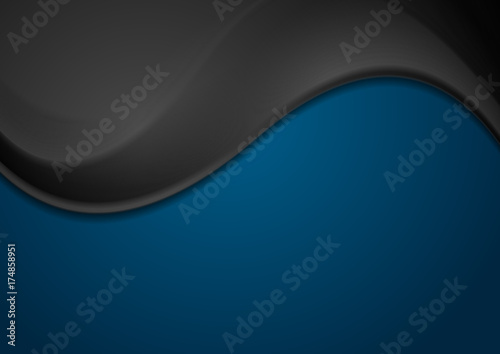 Black and dark blue corporate wavy background