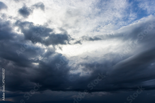 thunder storm sky Rain clouds and gloomy sky in black and white