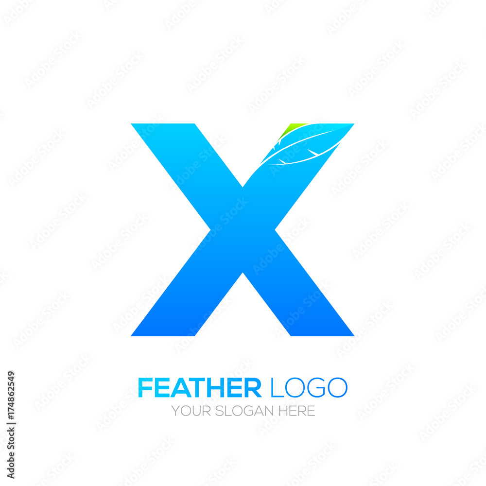 Letter X with Feather logo, Fountain pen, Law, Legal, Lawyer, Copywriter, Writer logotype for your Corporate identity Letter X with Feather logo, Fountain pen, Law, Legal, Lawyer, Copywriter, Writer logotype for your Corporate identity