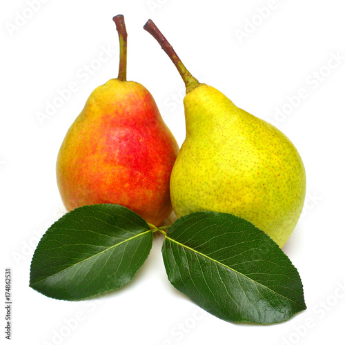 Pears cut into slices beautiful fruit isolated on white background. Delicious and healthy food for weight loss and after sports.