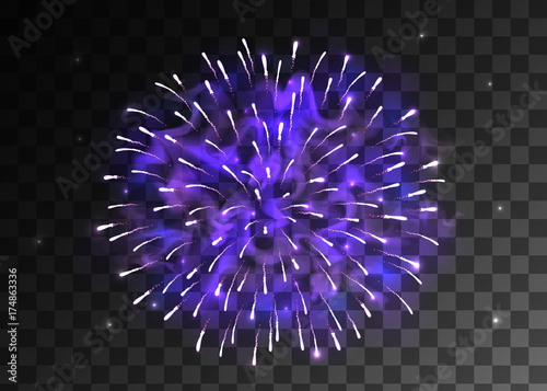 Firework, light effects, stars are isolated and grouped. Shining vector rocket