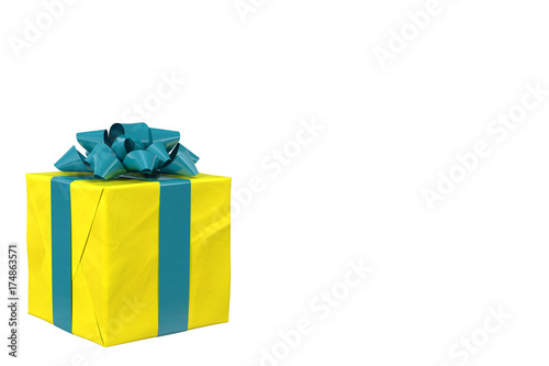 white background with yellow box with blue bow © ARTvektor