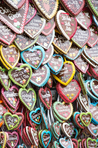 Gingerbread hearts sold on the Oktoberfest