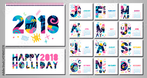 Monthly Calendar template 2018