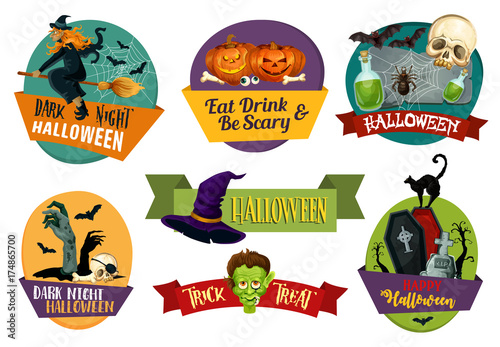 Halloween vector icons for party greeting