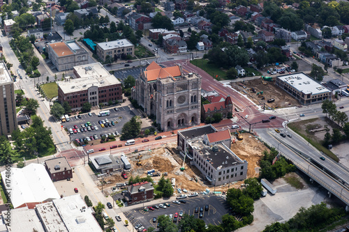 Aerial View of the The Cathedral Basilica of the Assumption in Covington Kentucky