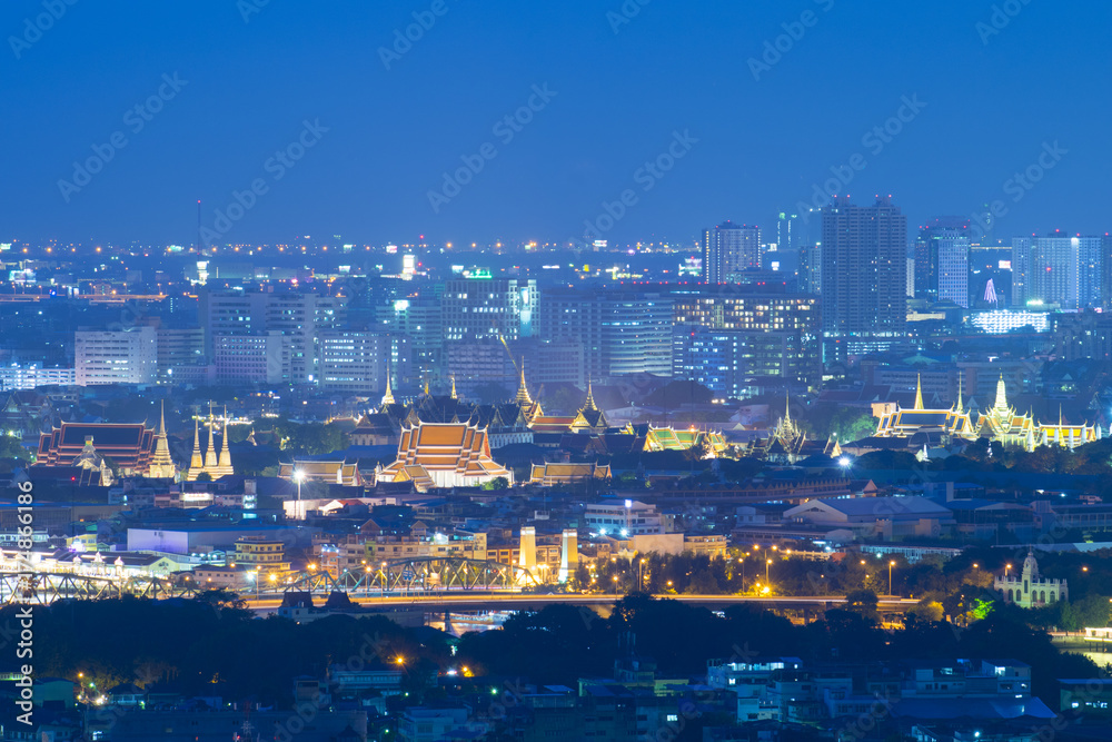 Bangkok grand palace aerial view when King Bhumibol pass away ceremony 