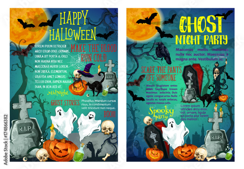 Halloween holiday ghost scary party posters
