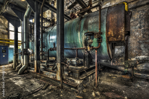 Industrial boiler in a derelict factory