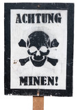 Vintage German Warning Sign on a White Background