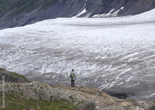Hiker on the Exit glacier, Alaska, USA