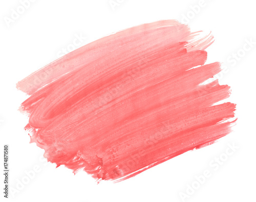 A fragment of the coral red background painted with watercolors