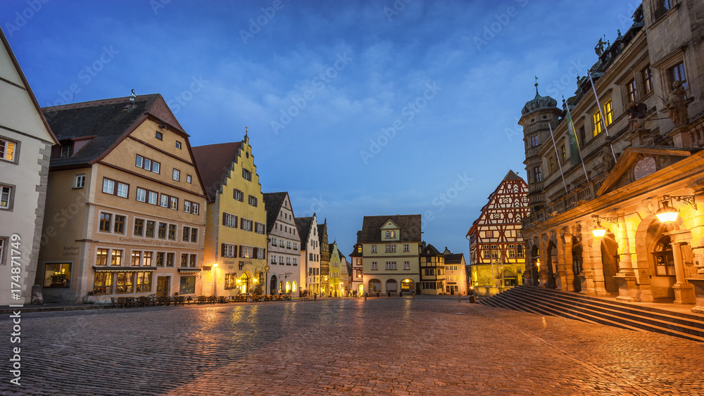 Rothenburg ob der Tauber, picturesque medieval city in Germany, famous UNESCO world culture heritage site, popular travel destination