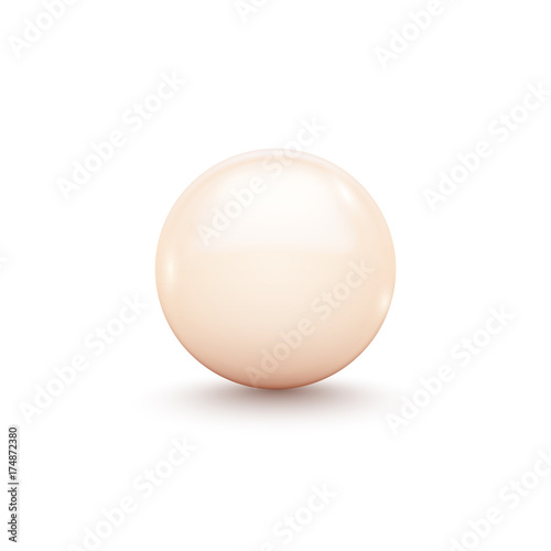Realistic white pearl, vector illustration