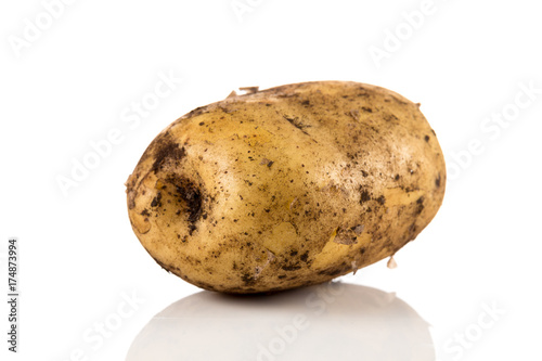 Dirty potato isolated on white background.