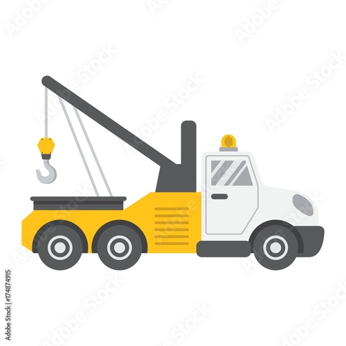 Tow truck flat icon, transport and vehicle, service sign vector graphics, a colorful solid pattern on a white background, eps 10.