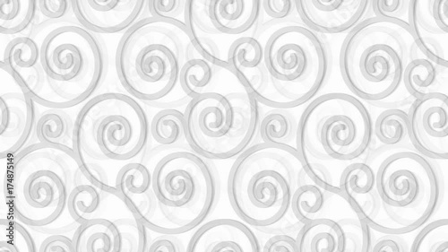 Animation background. Seamless pattern with grey swirl ornament on white. Every sheet of this clip is a seamless pattern
