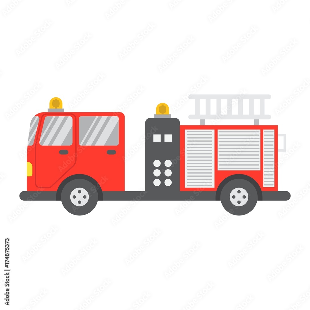 Fire Engine flat icon, transport and vehicle, fire truck sign vector graphics, a colorful solid pattern on a white background, eps 10.