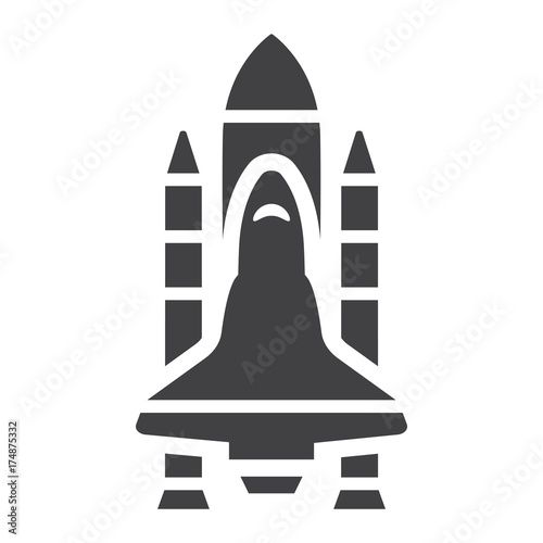 Space Shuttle glyph icon, transport and space vehicle, rocket sign vector graphics, a solid pattern on a white background, eps 10.