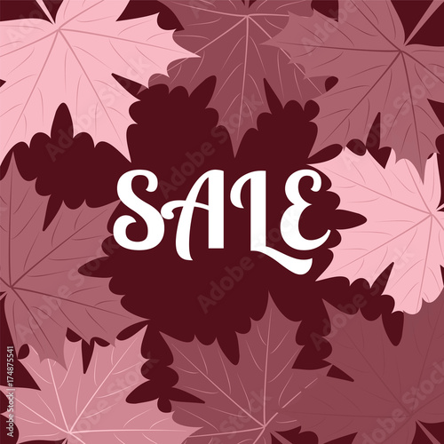 Autumn sale banner with maple leaves in for shopping discount promotion.