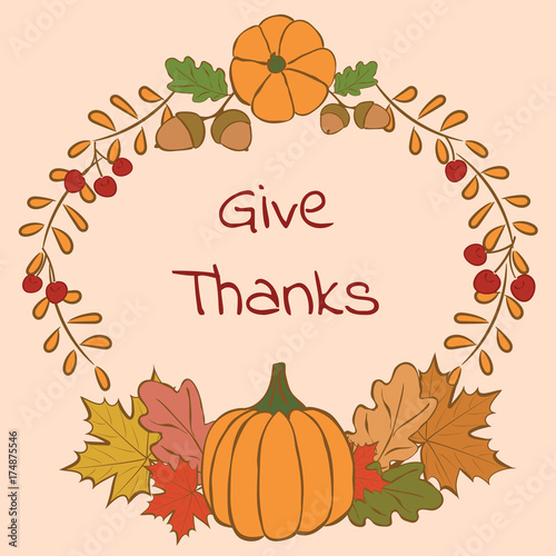 Give thanks. Hand-drawn vector illustration
