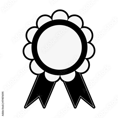 rosette gold medal icon image vector illustration design  black and white