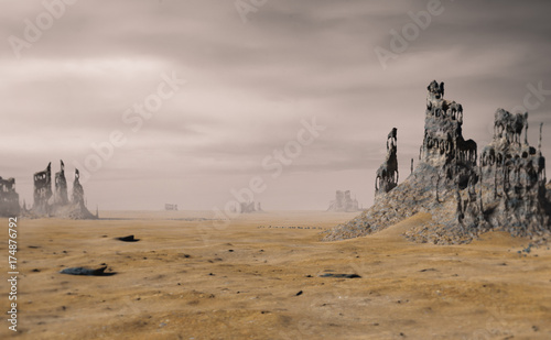 Canvas Print desert landscape with ancient ruins