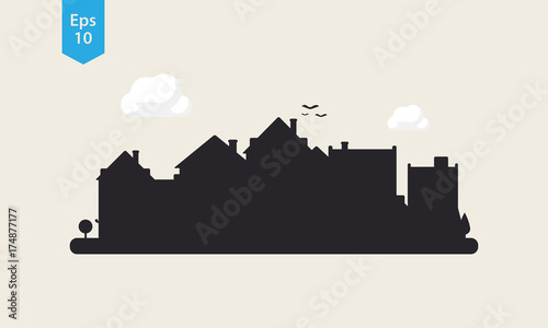 Simple Sign Of Town. Vector Illustration