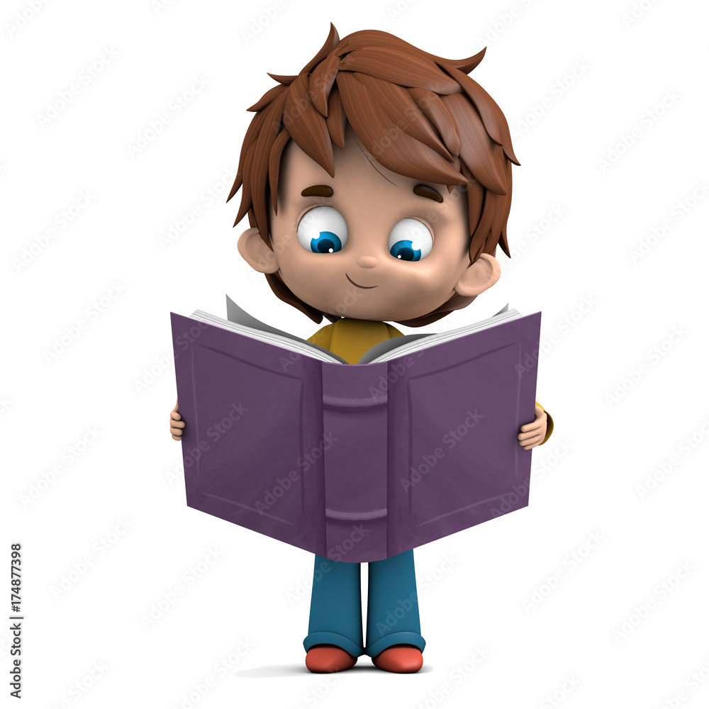 niño leyendo un libro Иллюстрация Stock | Adobe Stock