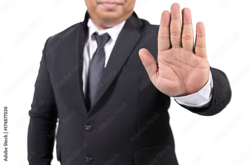 businessman in a suit Hand Stop Gesture businessman in a suit Hand Stop Gesture
