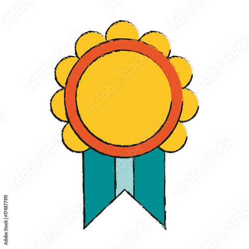 rosette gold medal icon image vector illustration design