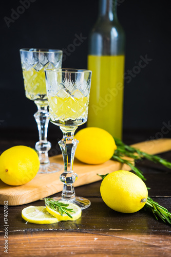 Traditional italian alcoho drink limoncello