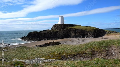 Llanddwyn Island, Anglesey, North Wales with Twr Bach lighthouse in the background. photo