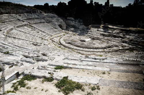 Ancient Greek theater in Syracuse Neapolis, Sicily, Italy