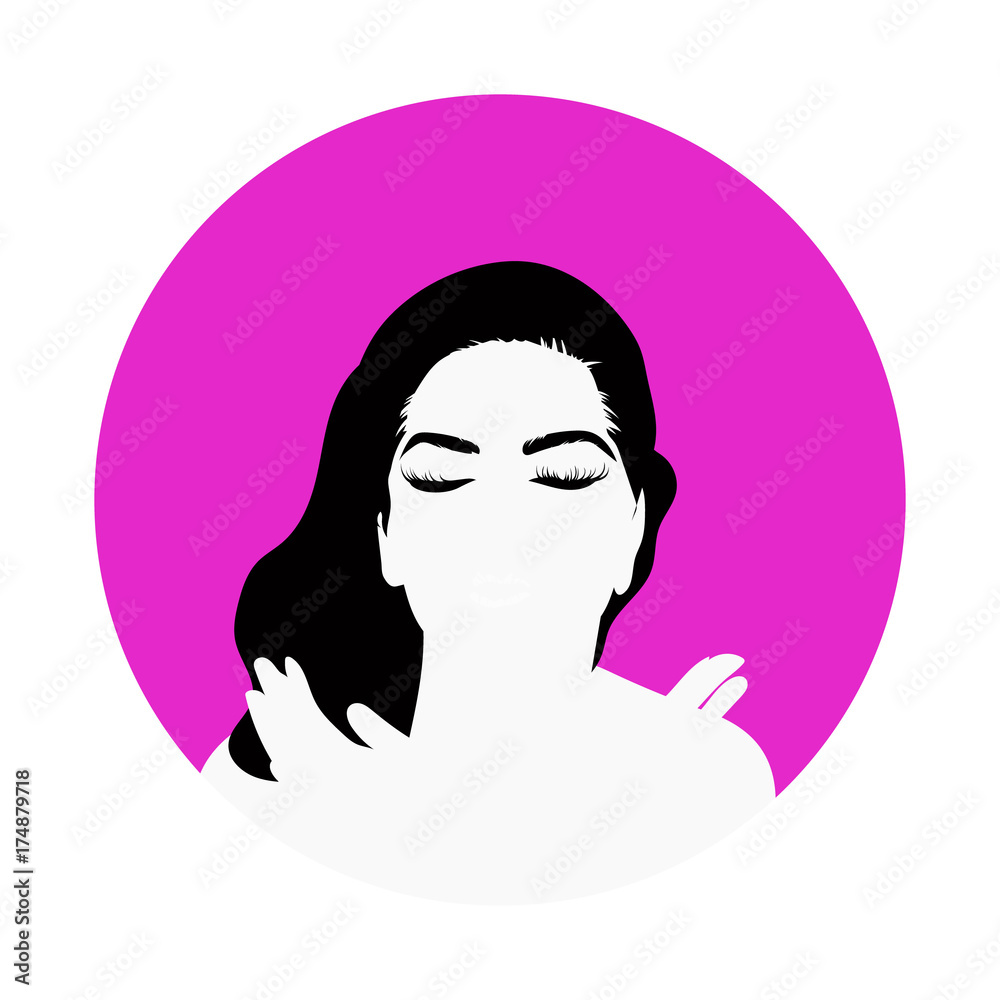 Beauty icon or sign with female face for hairdressing, barber or beauty salon, estetic medicine centre, cosmetic shop Beauty icon or sign with female face for hairdressing, barber or beauty salon, estetic medicine centre, cosmetic shop