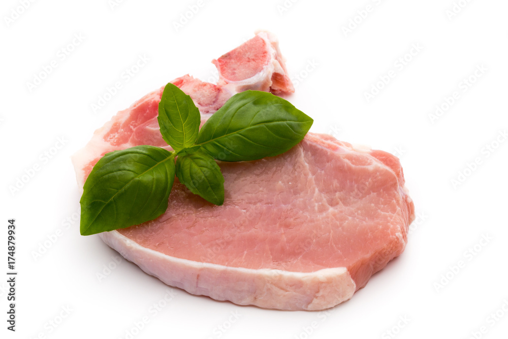 Fresh raw beef steak isolated on white background, top view. Fresh raw beef steak isolated on white background, top view.