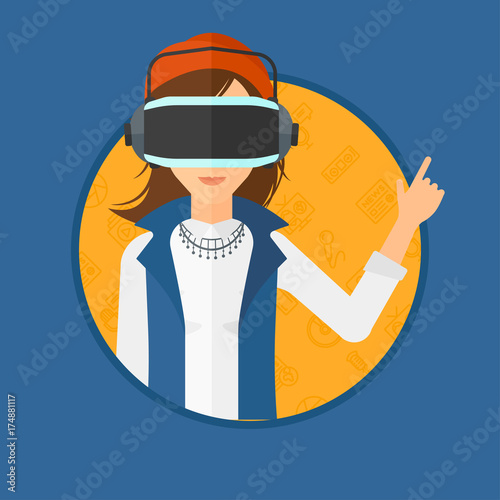 Woman wearing a virtual reality headset