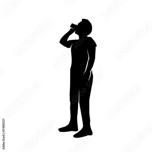  person drinking silhouette  silhouette design  isolated on white background.