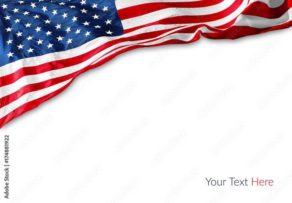 Naklejka premium American flag on white background