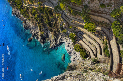 Italy. Capri Island. Via Krupp seen from Gardens of Augustus photo