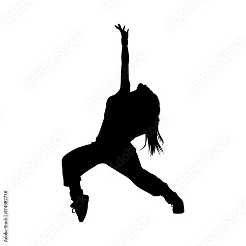 vector isolated silhouette of a dancing girl
