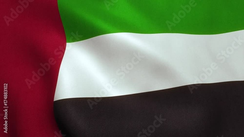 UAE Flag of the United Arab Emirates including Dubai and Abu Dhabi. Seamless Looping Animation. 4K High Definition Video