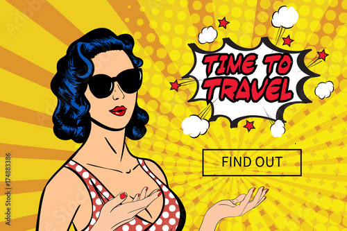 Vintage vector pop art lady