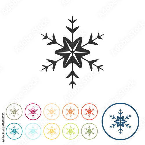 Runde Schaltflächen - Schneeflocke - Christbaumschmuck
