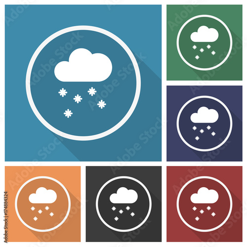 Button - Set - Schatten - Wolke mit Schneeflocke